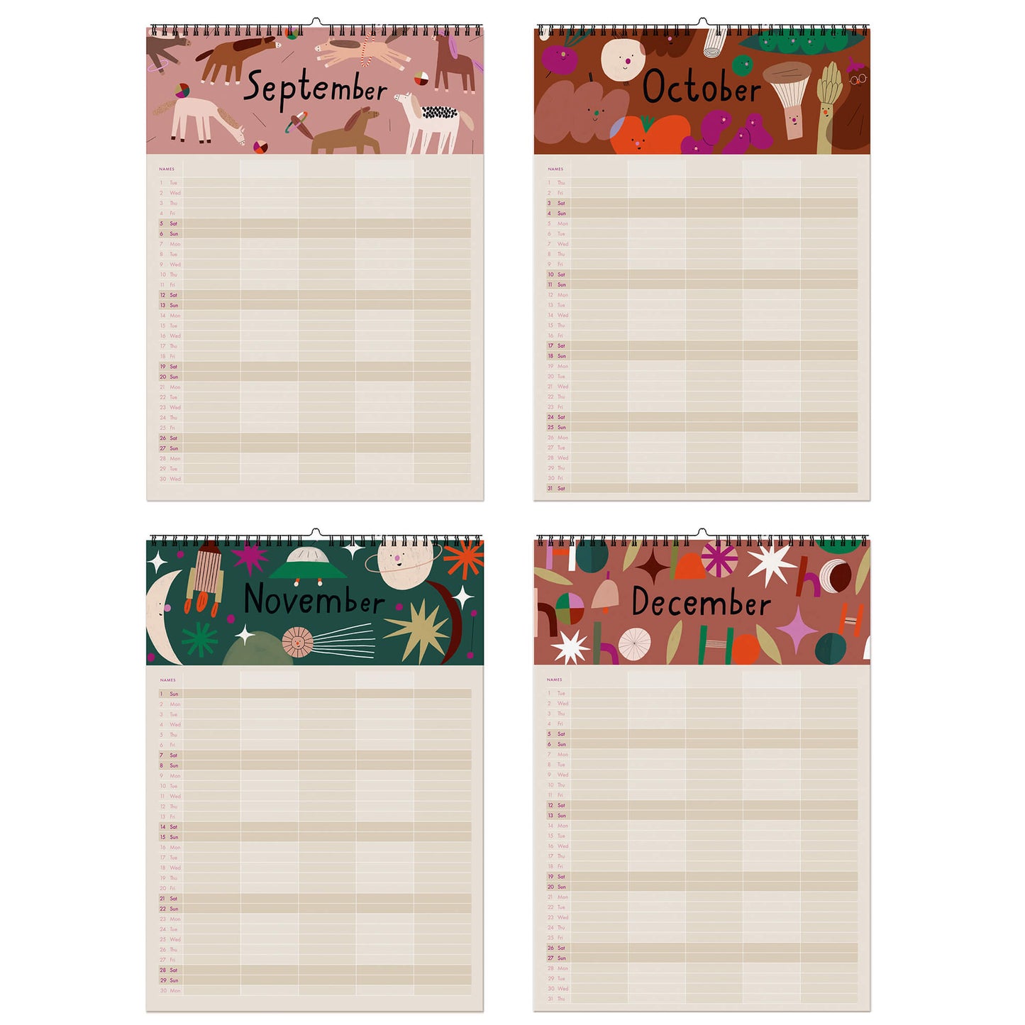 Familienkalender Ponys und Picknick 2026