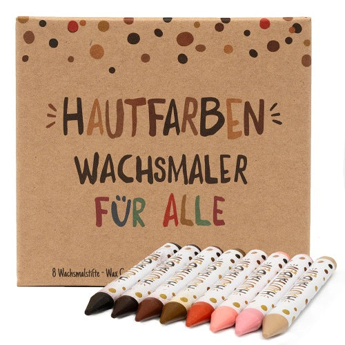 Hautfarben Wachsmaler für alle in 8 verschiedenen Hauttönen.