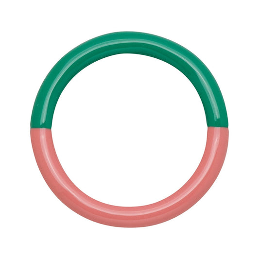 LULU Copenhagen Double Color Ring in Light Green - Burnt Coral