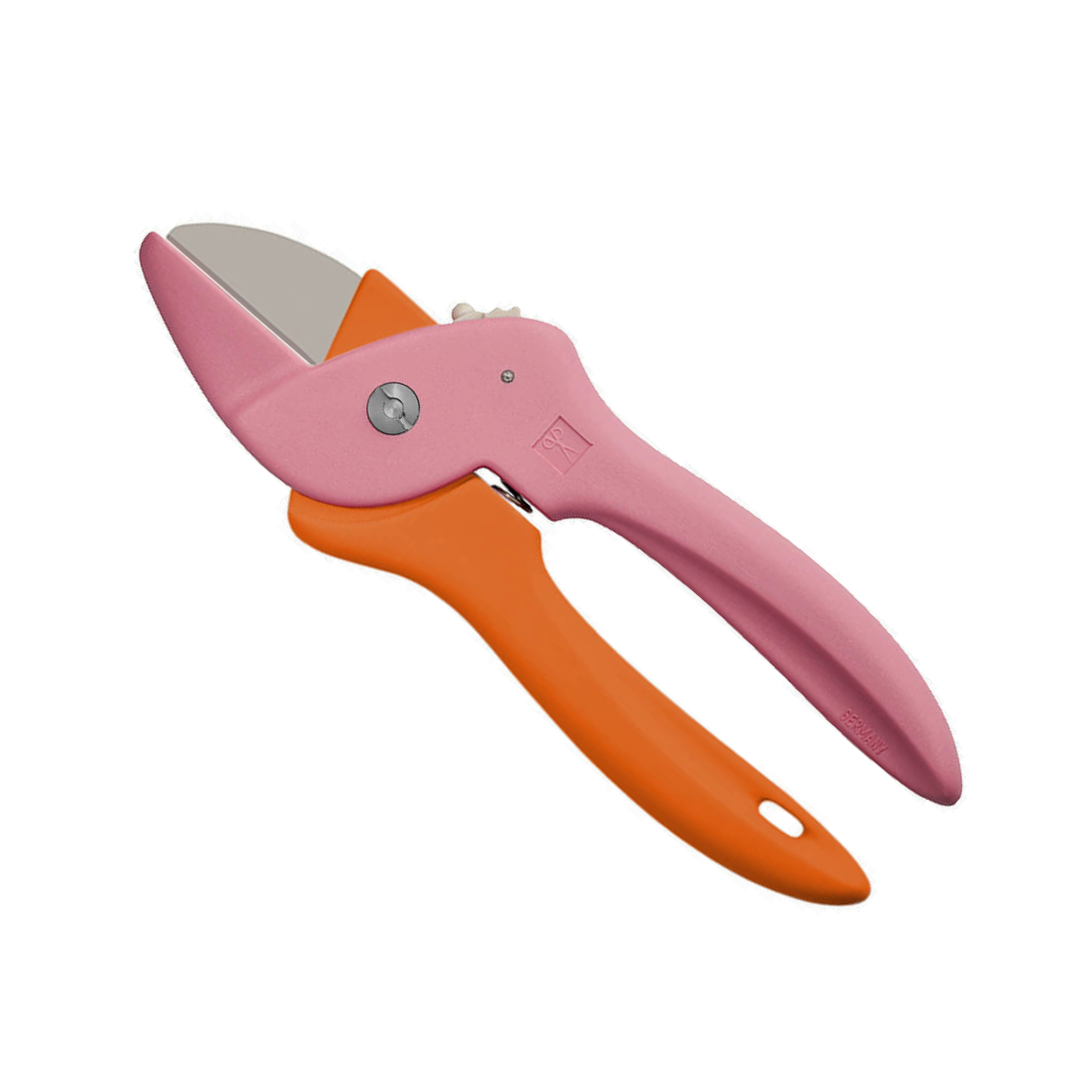Praktische Blumenschere in orange und rosa aus der Scherenmanufaktur Paul.
