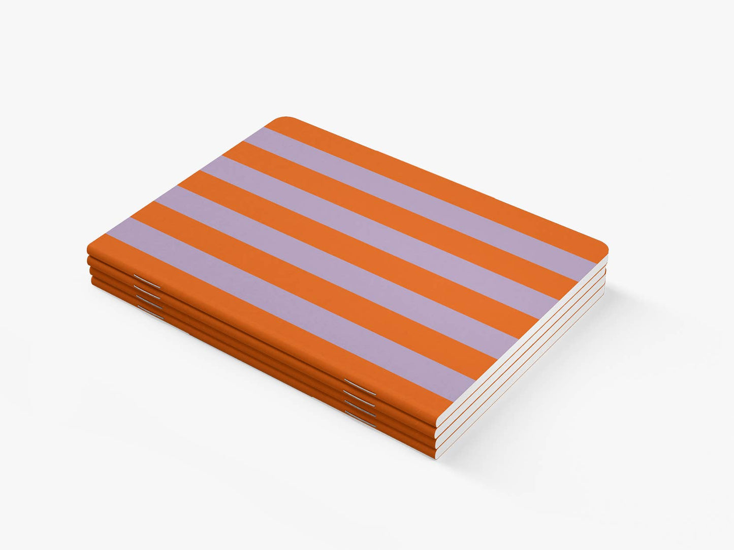 Notizhefte mit lila-orangenen Streifen
