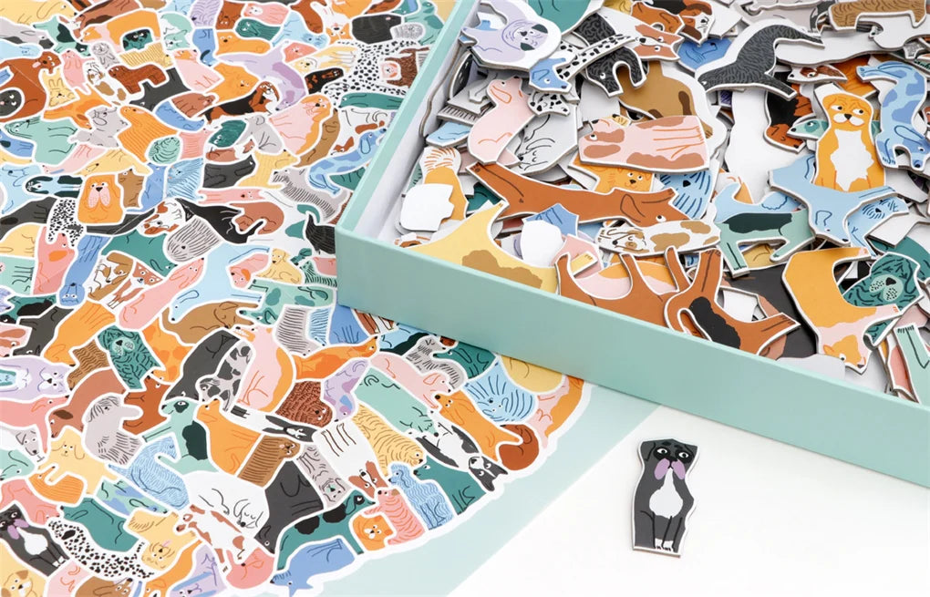 300 Teile Puzzle 299 Hunde und 1 Katze Beispielhund und Poster