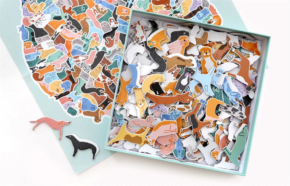 300 Teile Puzzle 299 Hunde und 1 Katze offener Karton