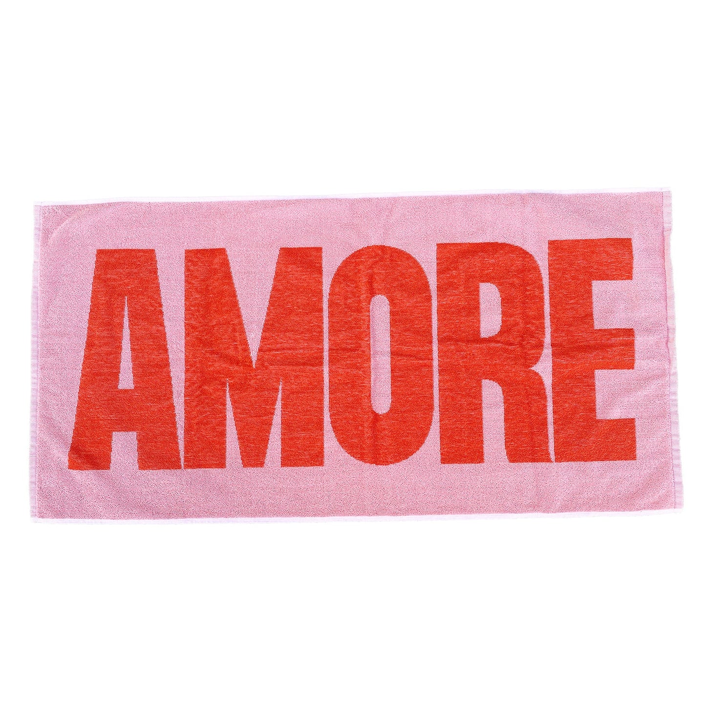 rosa Fairtrade-Handtuch mit rotem Amore-Aufdruck