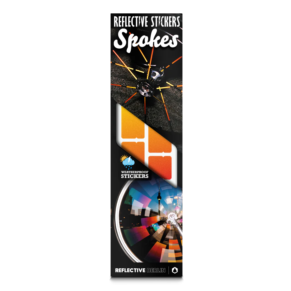 Speichenreflektoren: Reflektierende Speichensticker Orange Farbverlauf