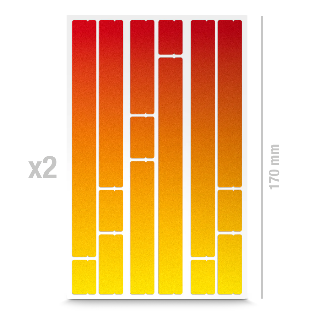 Speichenreflektoren: Reflektierende Speichensticker gelb orange rot Farbverlauf