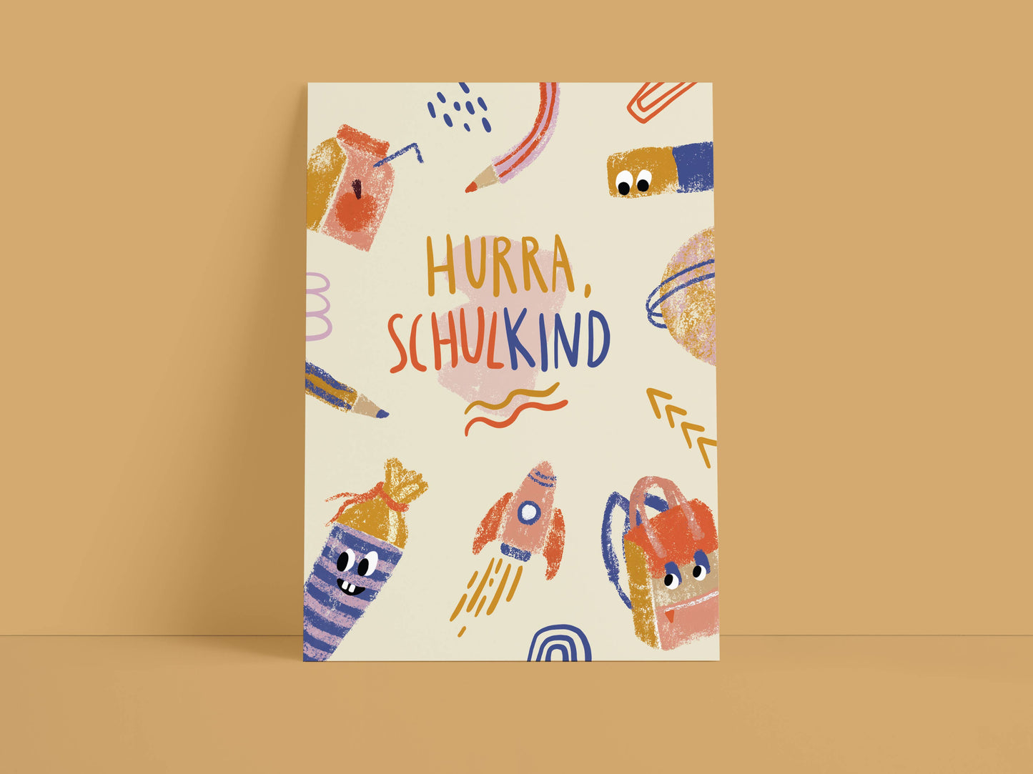 Postkarte "Hurra Schulkind" zur Einschulung  - Studio Danii