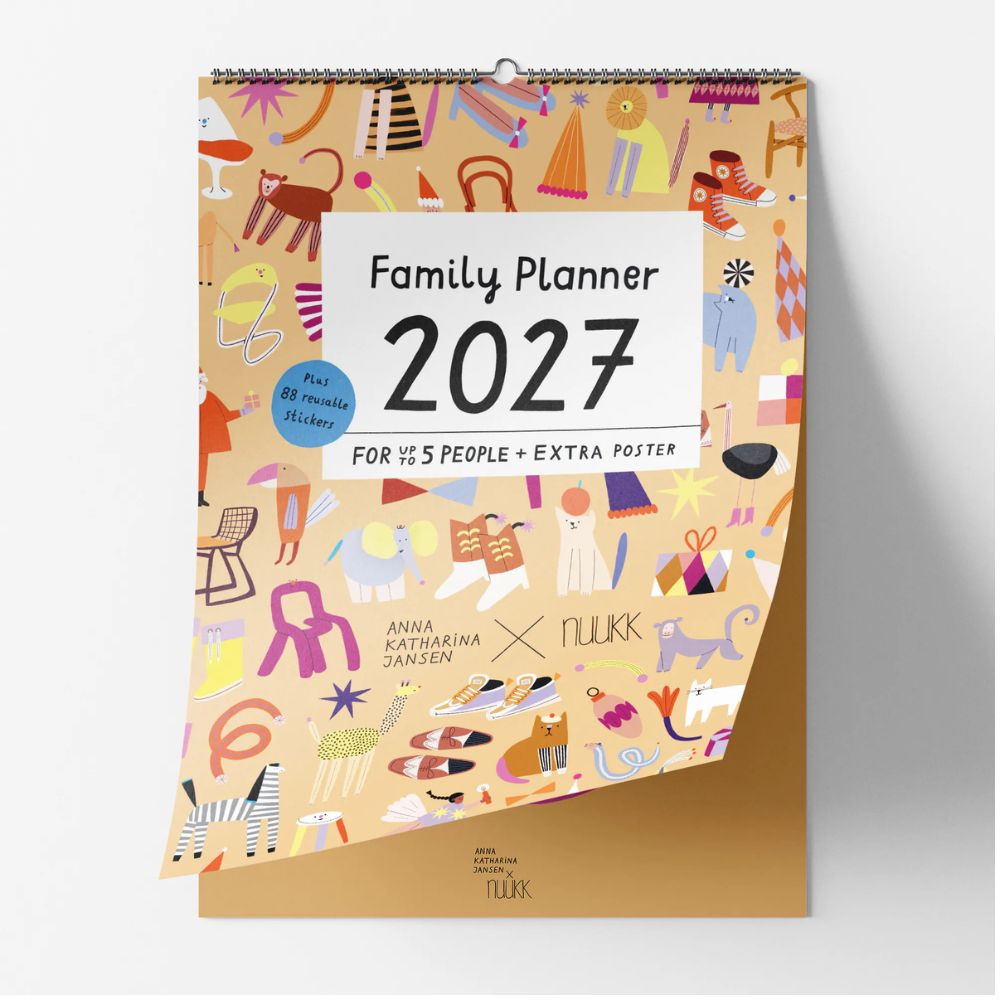 Familienkalender bunte Bande 2027 inkl. Poster & Sticker - nuukk