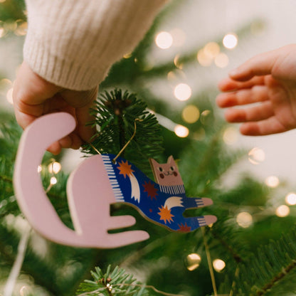 Charmanter pinker Katzenanhänger für den Weihnachtsbaum | Milin