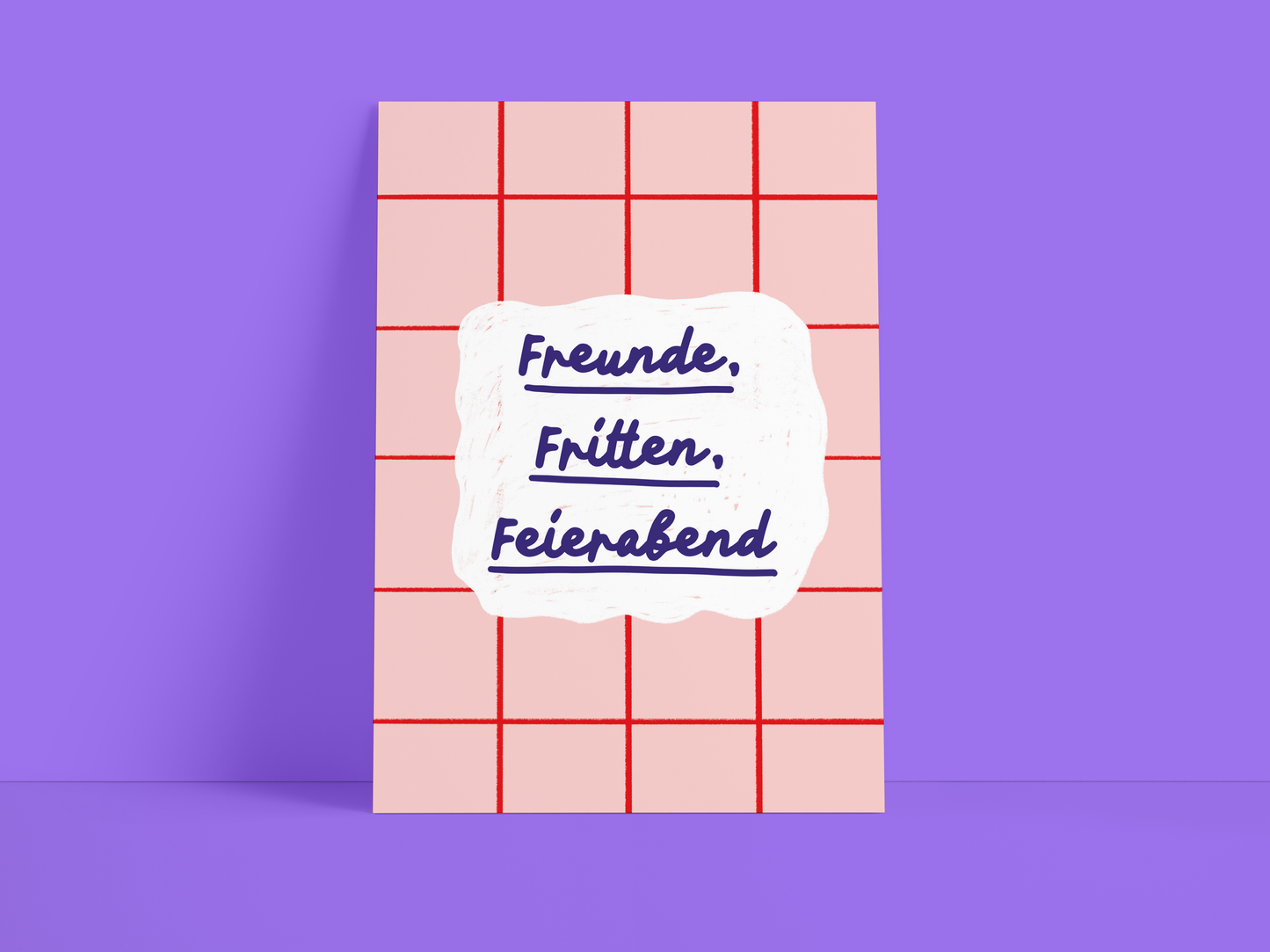 Postkarte / Freunde / Rosa  / Rot / Spruch / DIN A6