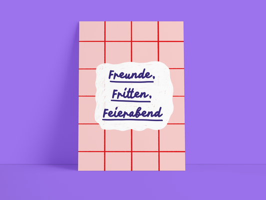 Postkarte / Freunde / Rosa  / Rot / Spruch / DIN A6