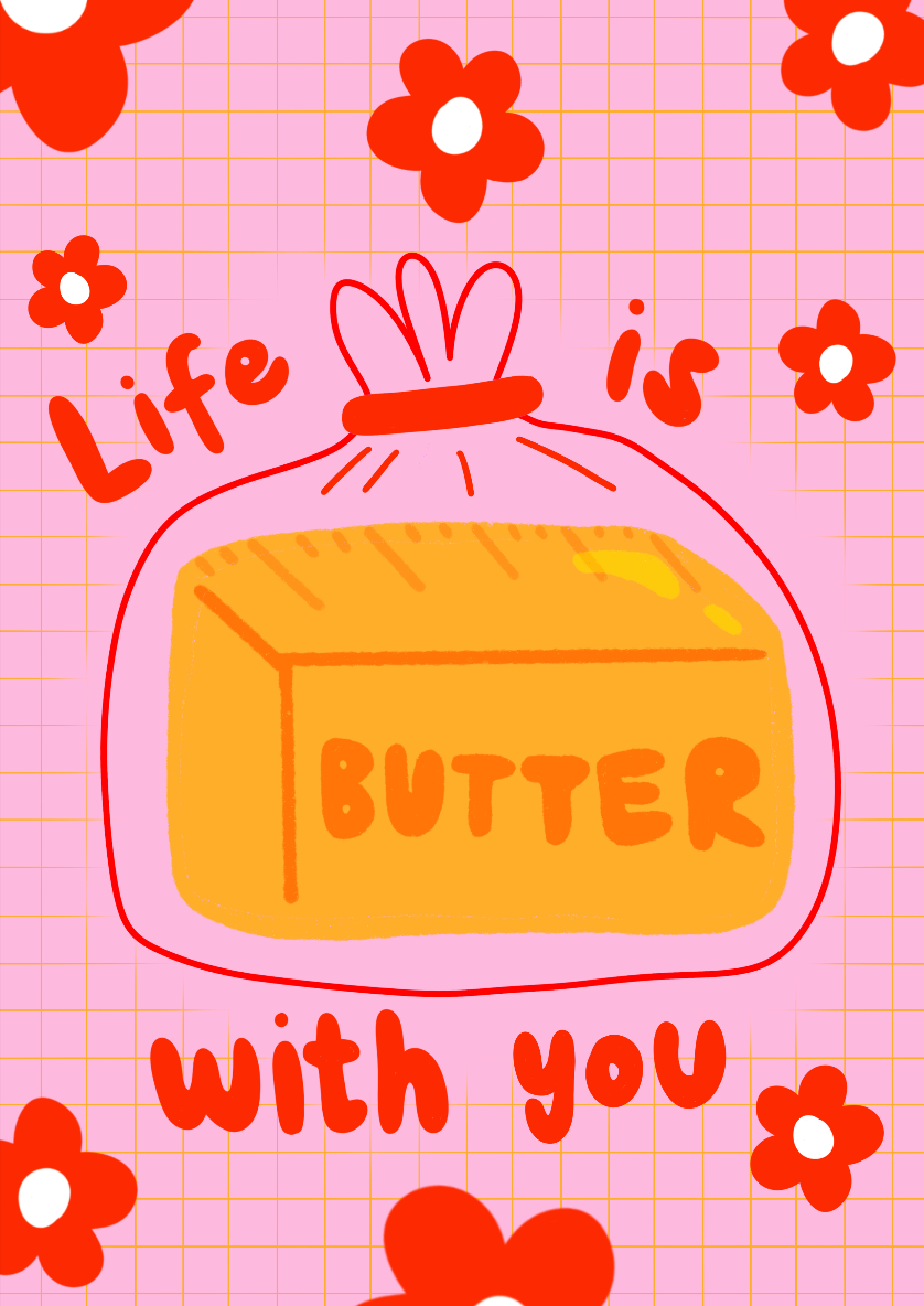 Life is butter with you Postkarte - Studio Kumimi