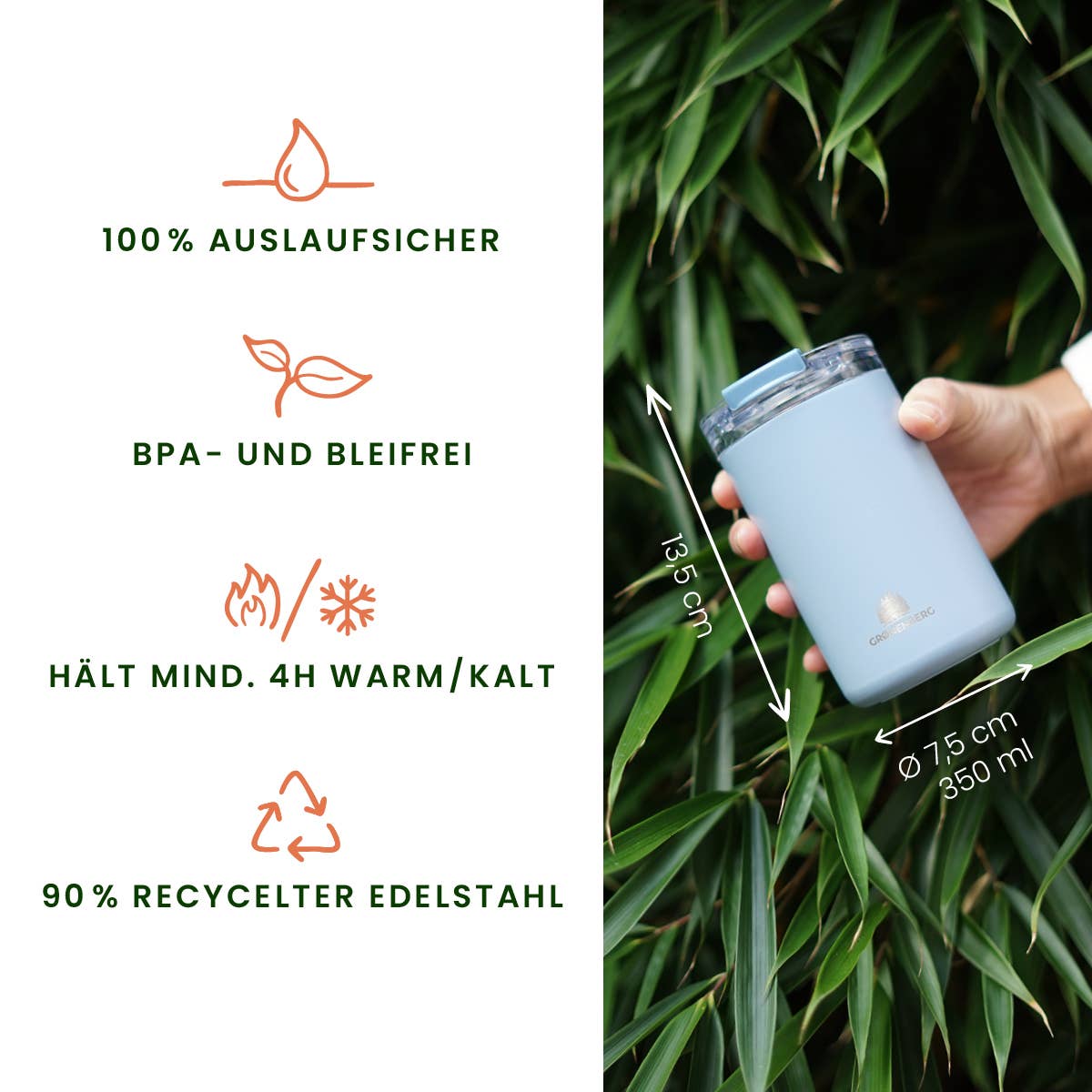 Thermobecher 350ml | 100% Auslaufsicher - Grøneberg