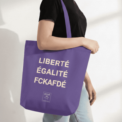 FCKAFDÉ Premium Tote Bag | Lila & Creme - arrel