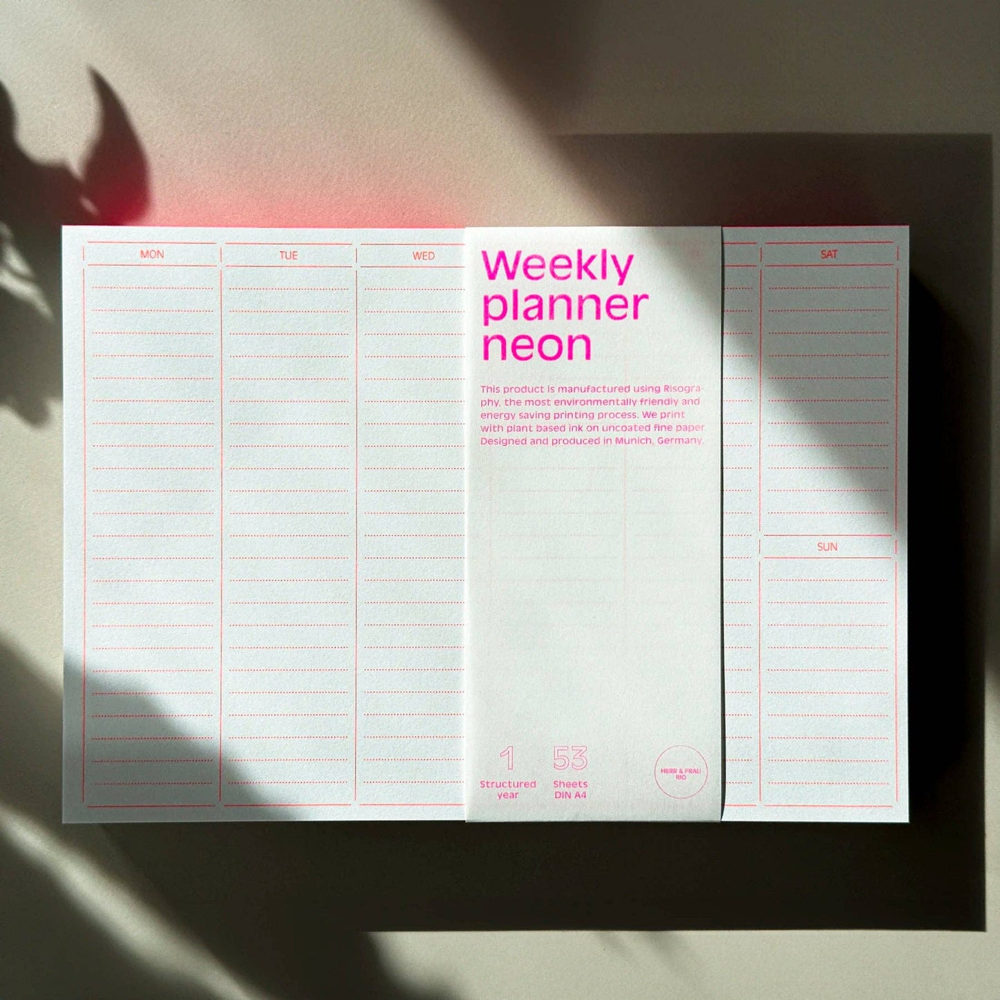 Risodruck-Neon Wochenplaner Pink HERR & FRAU RIO