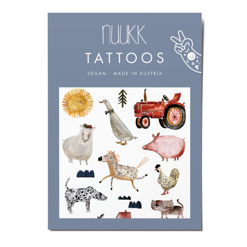vegane Kinder Tattoos Bauernhoftiere und Traktor von nuukk