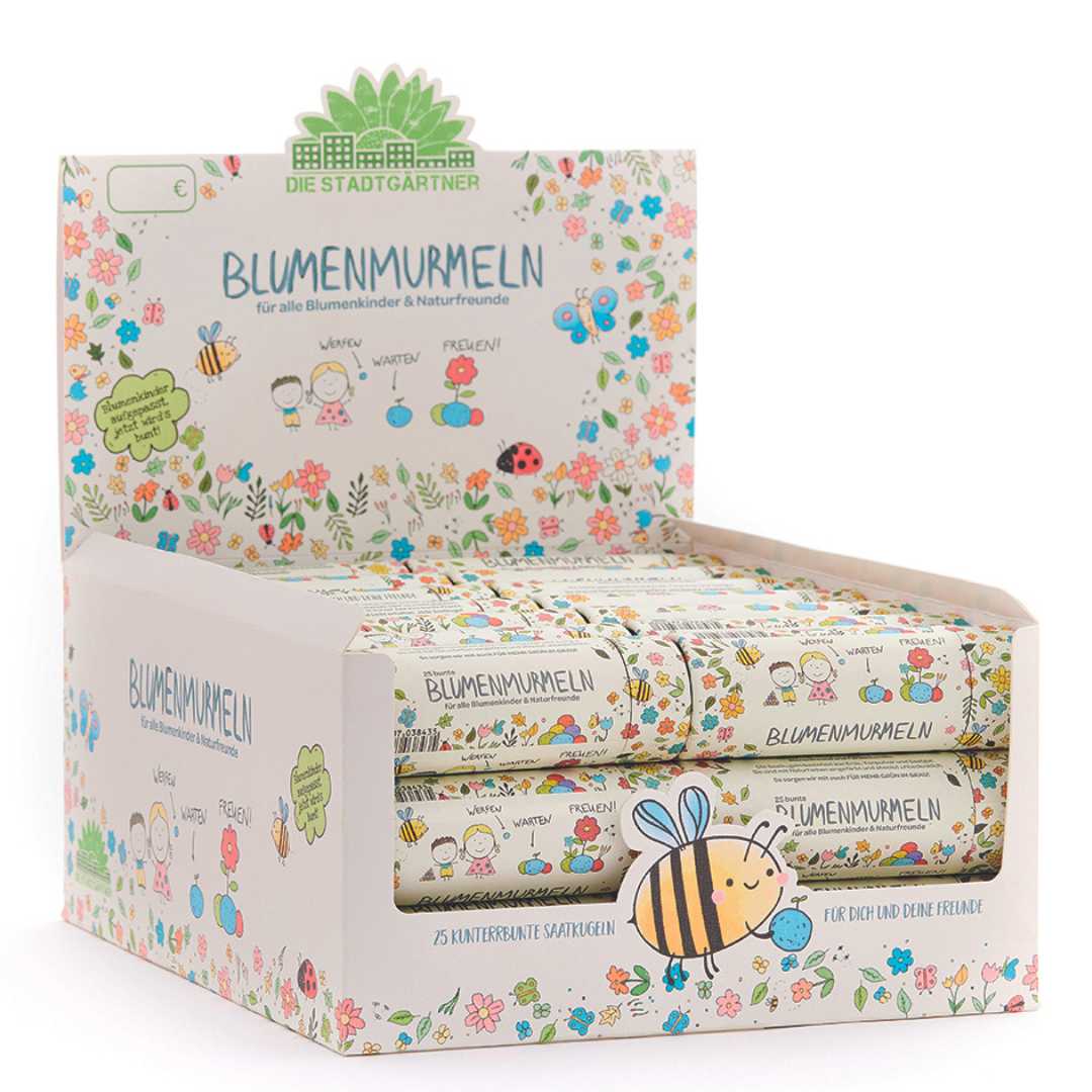 Blumenmurmeln in Verkaufsdisplay