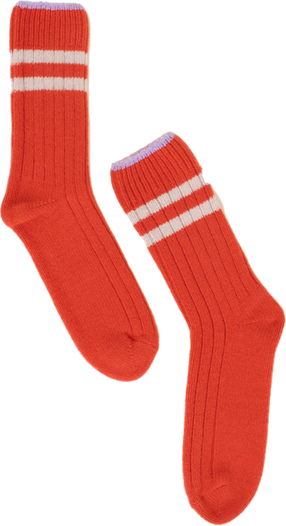 Dicke Stricksocke aus Wolle in Rot| popeia