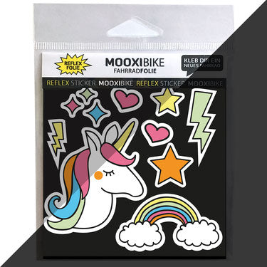 Reflexsticker Einhorn Herz Blitz Regenbogen Stern