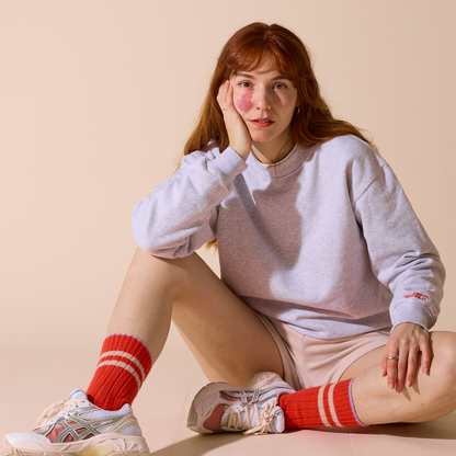 Dicke Stricksocke aus Wolle in Rot| popeia