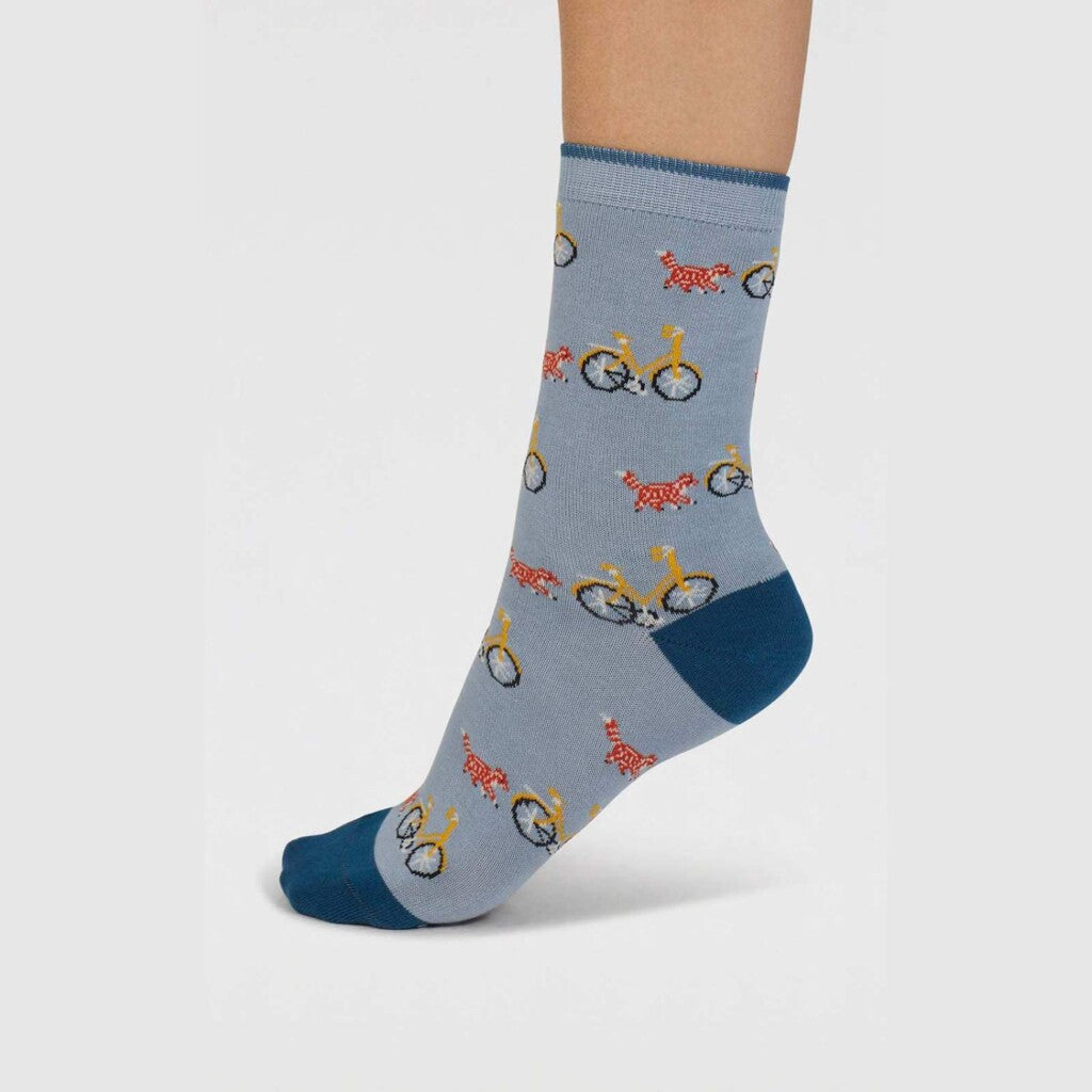 Thought Bio Socke Fahrrad blau 1