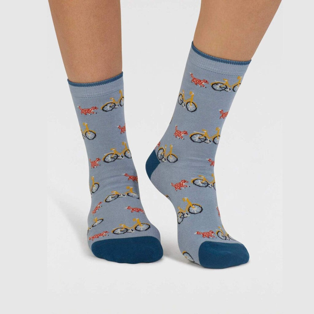 Thought Bio Socke Fahrrad blau