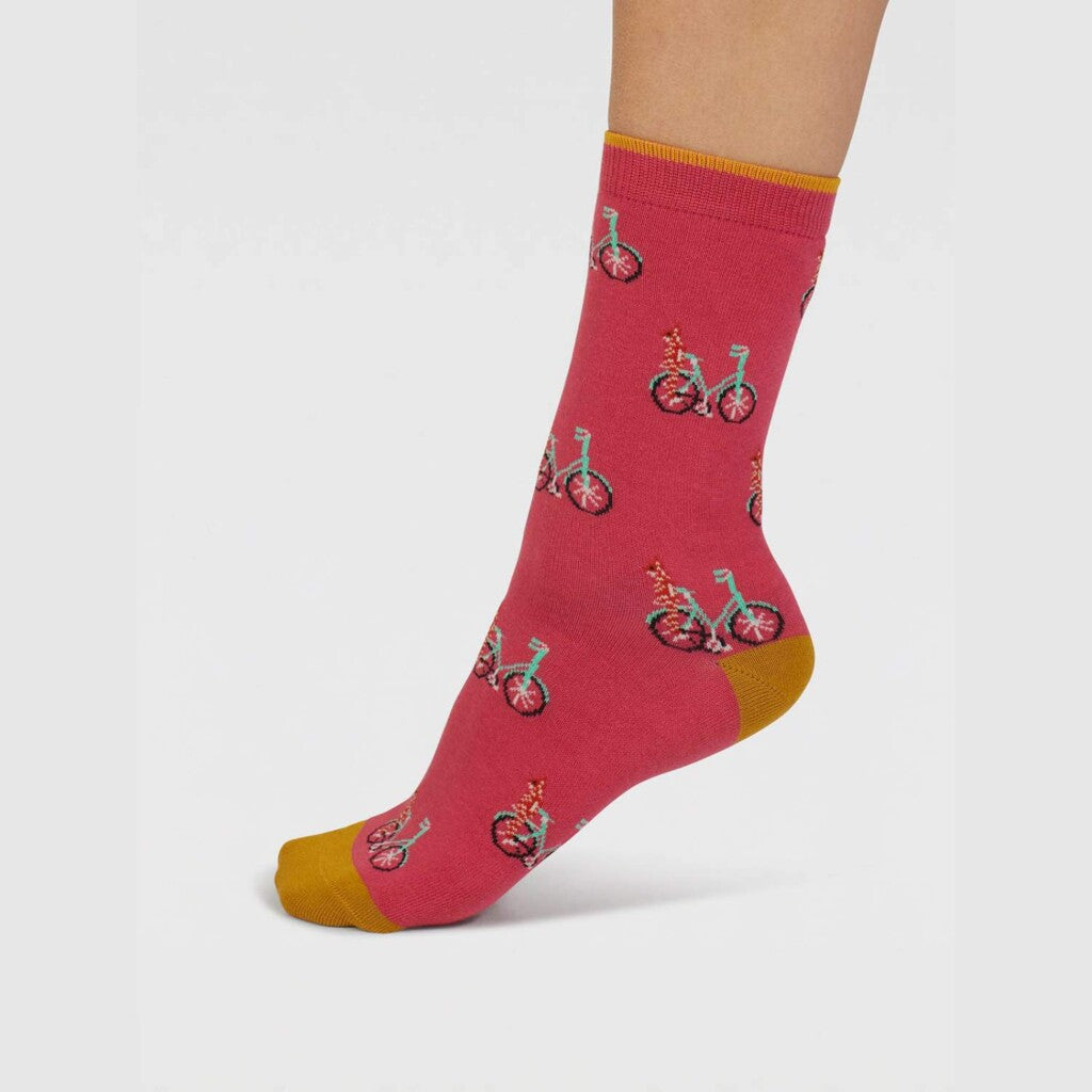Thought Bio Socke Fahrrad pink 1