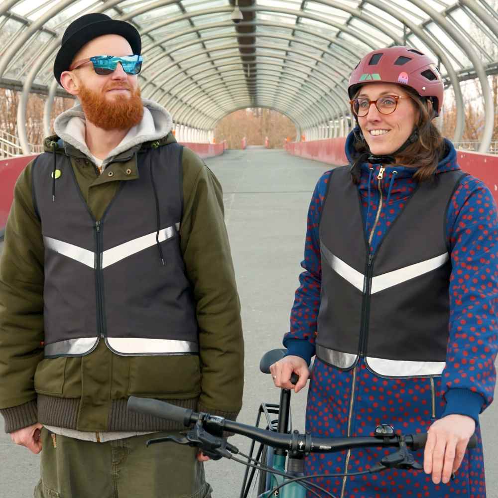 Warnwesten schwarz Damen Herren Fahrrad