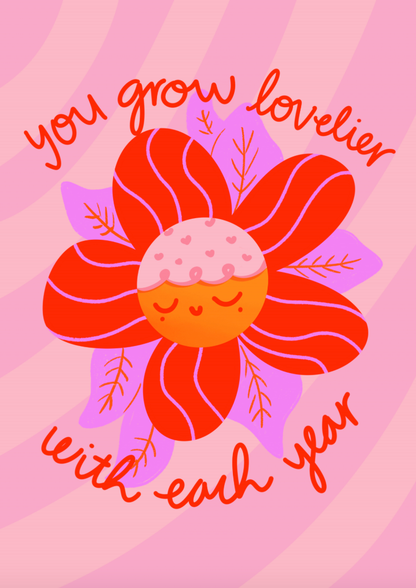 you grow lovelier with each year Postkarte - Studio Kumimi