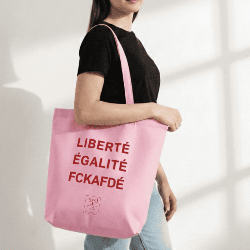 FCKAFDÉ Premium Tote Bag aus recycelter Baumwolle | Pink & Red - arrel