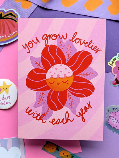 you grow lovelier with each year Postkarte - Studio Kumimi