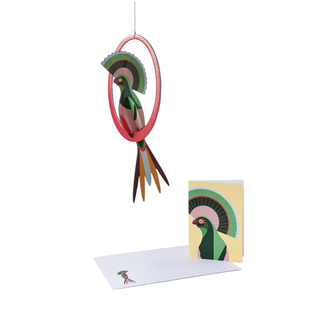 Grußkarte mit Papier Bastelset Paradiesvogel Mobile -studio ROOF