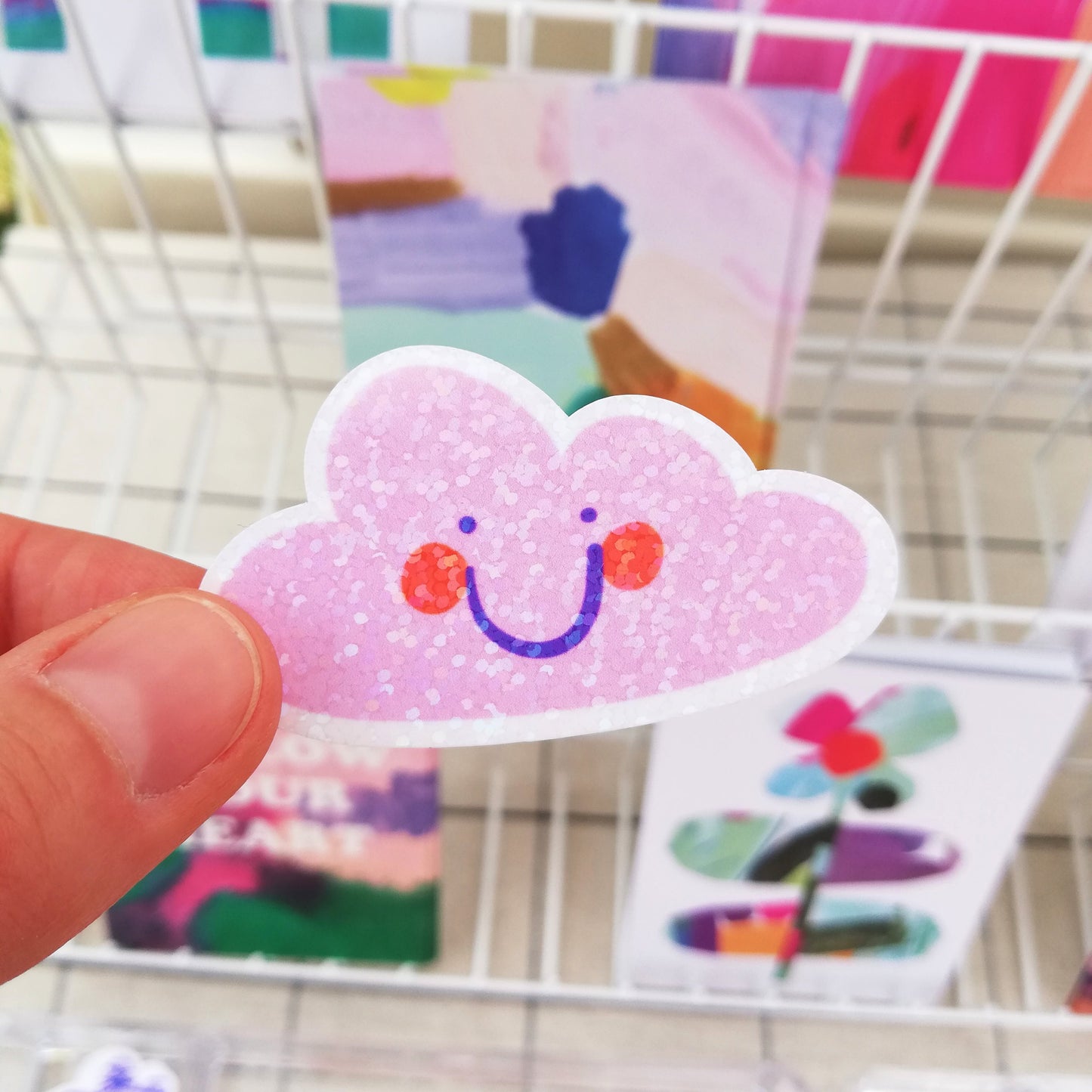 Glitzersticker lächelnde Wolke