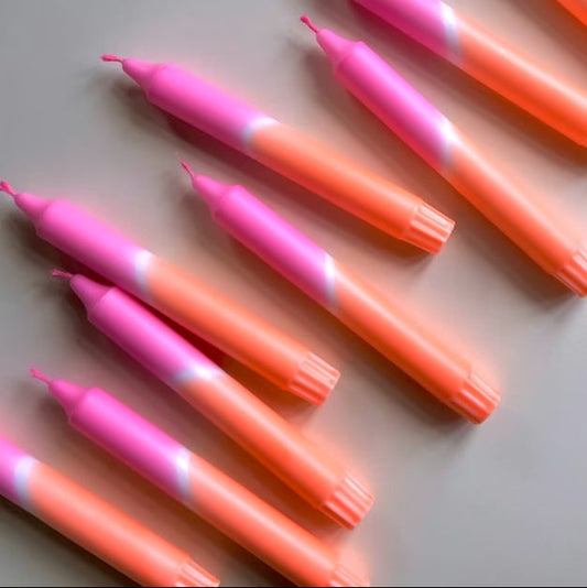 3er Set Kerzen pink-orange dipp dye aus stearin 