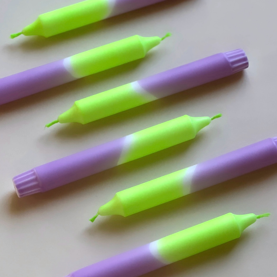 3er Set Kerzen neongelb-lila dipp dye stearin
