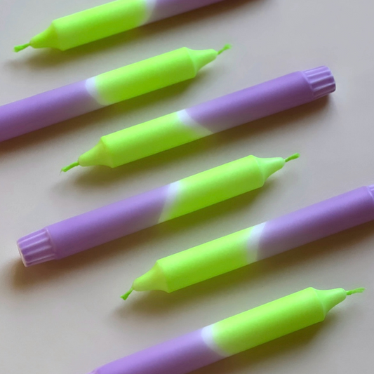 3er Set Kerzen neongelb-lila dipp dye stearin