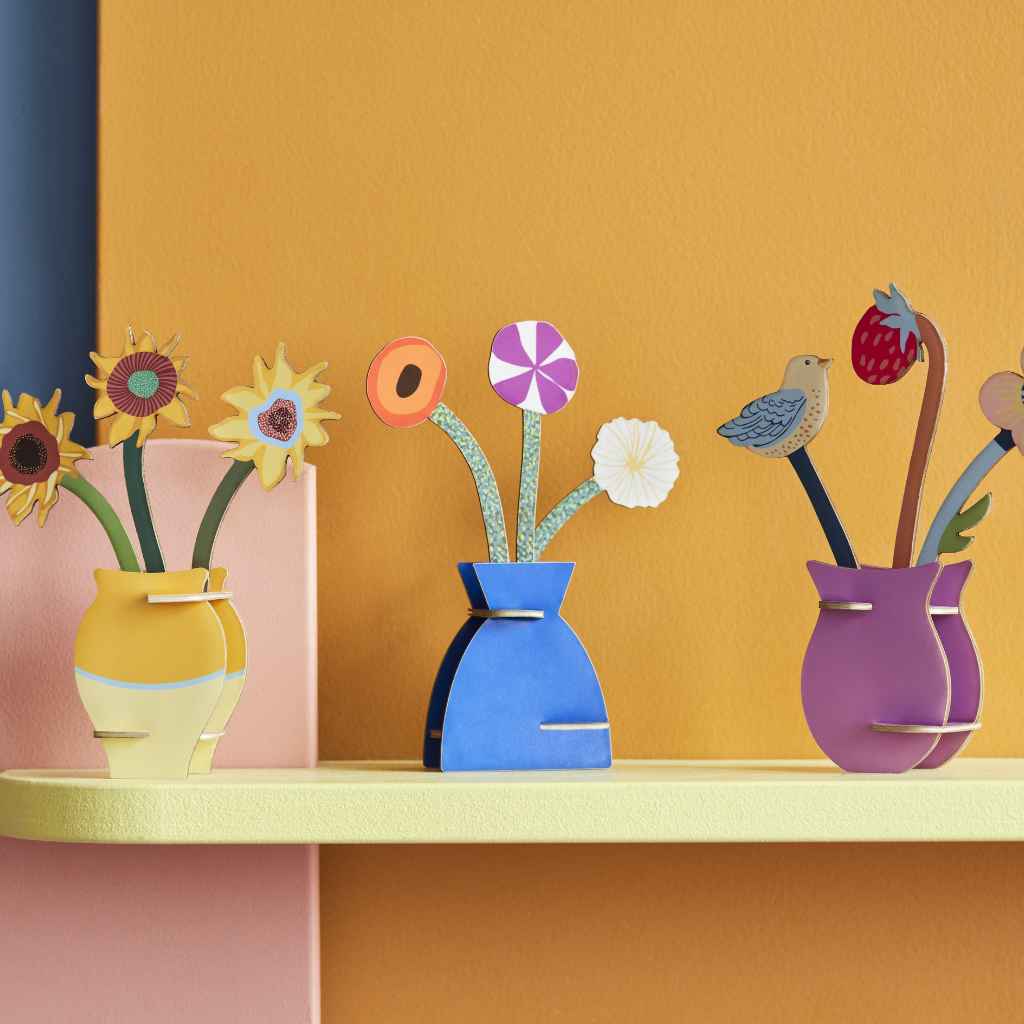 Grußkarte mit Papier Bastelset Blumenvase - studio ROOF