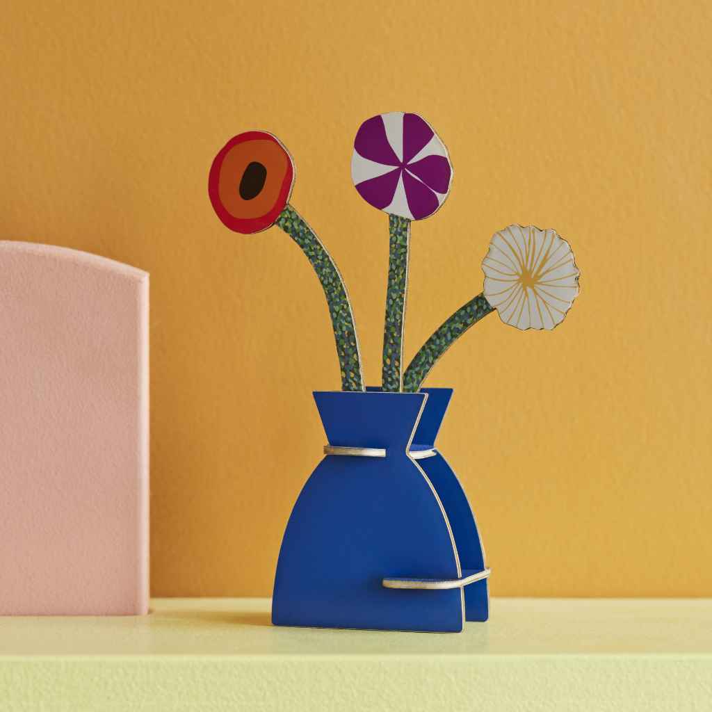 Pop out Karte mit 3D Papier Blumenvase in Klimt Optik