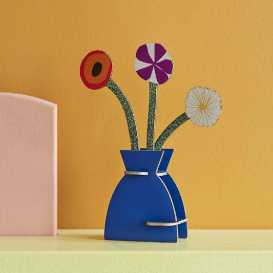 Pop out Karte mit 3D Papier Blumenvase in Klimt Optik