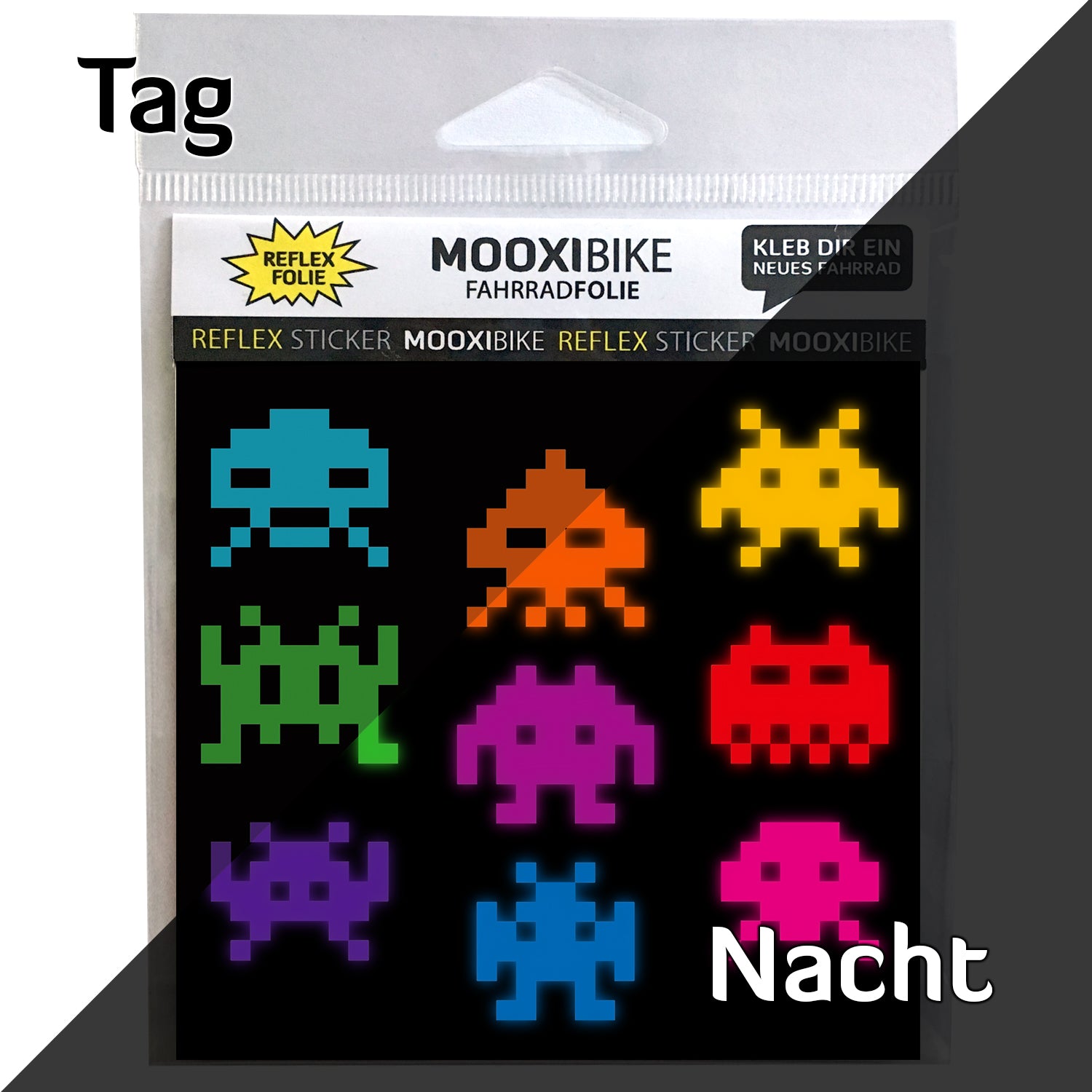 Reflexsticker computer games pixel geister tag nacht