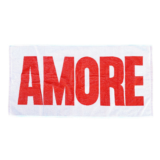 weißes Fairtrade-Handtuch mit rotem Amore-Aufdruck