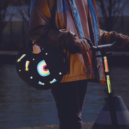 rainette reflexsticker regenbogen helm roller