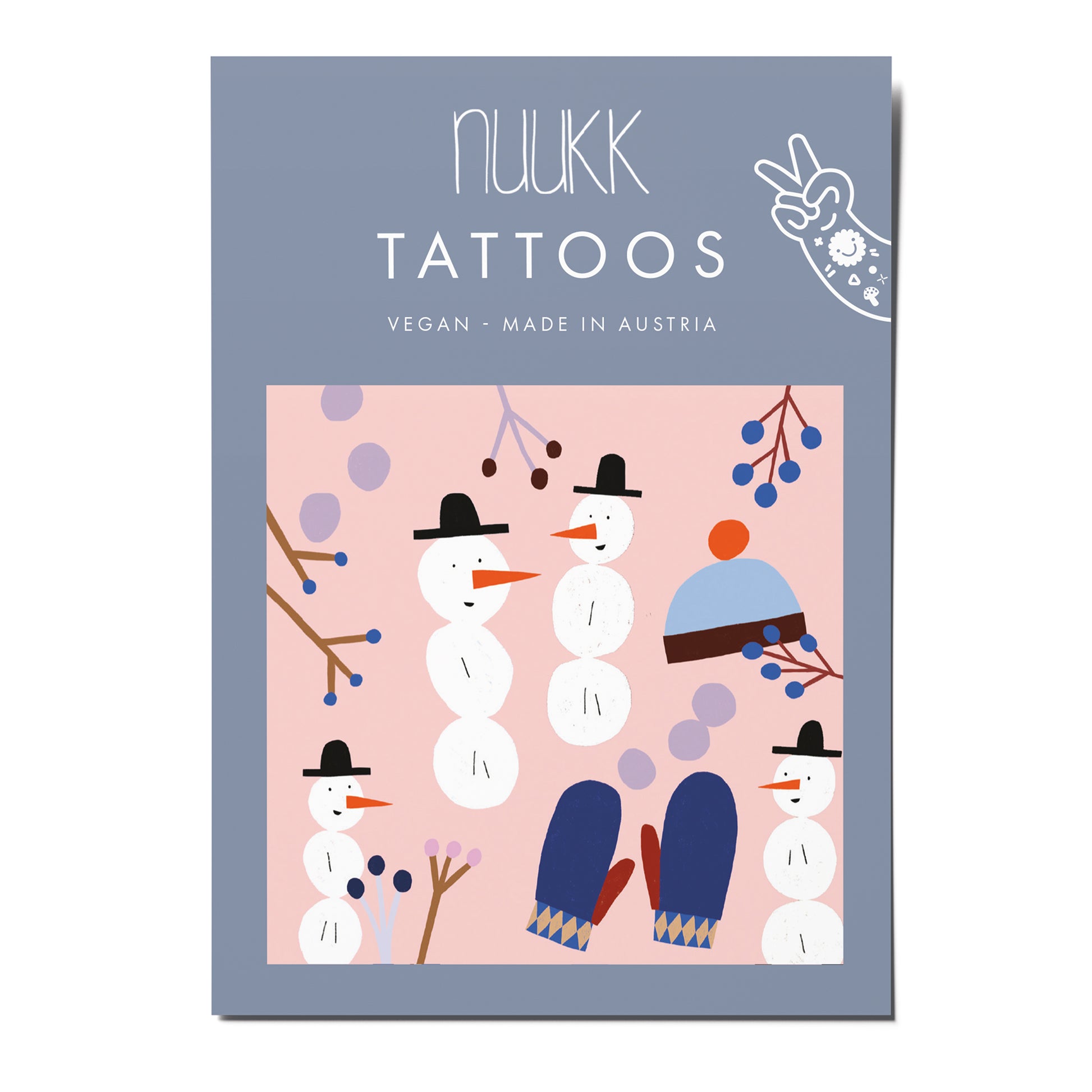 Kindertattoos von nuuk mit Schneemann, Handschuh und Mütze.