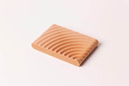 3 d gedruckte Seifenschale mit Wellenform sandfarben