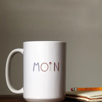 Spülmaschinenfeste Sticker Moin auf Kaffetasse