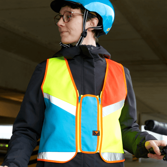 Warnweste mit Adapter Winterjacke Fahrradfahrer bunt