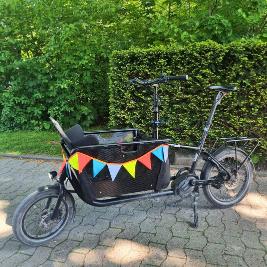 Muli Lastenrad mit bunter Wimpelkette mit Reflexwimpel 